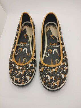 Keds Eleanor Women's Shoes Flats Horses Black Brown Size 9 Canvas Slip-on Boho